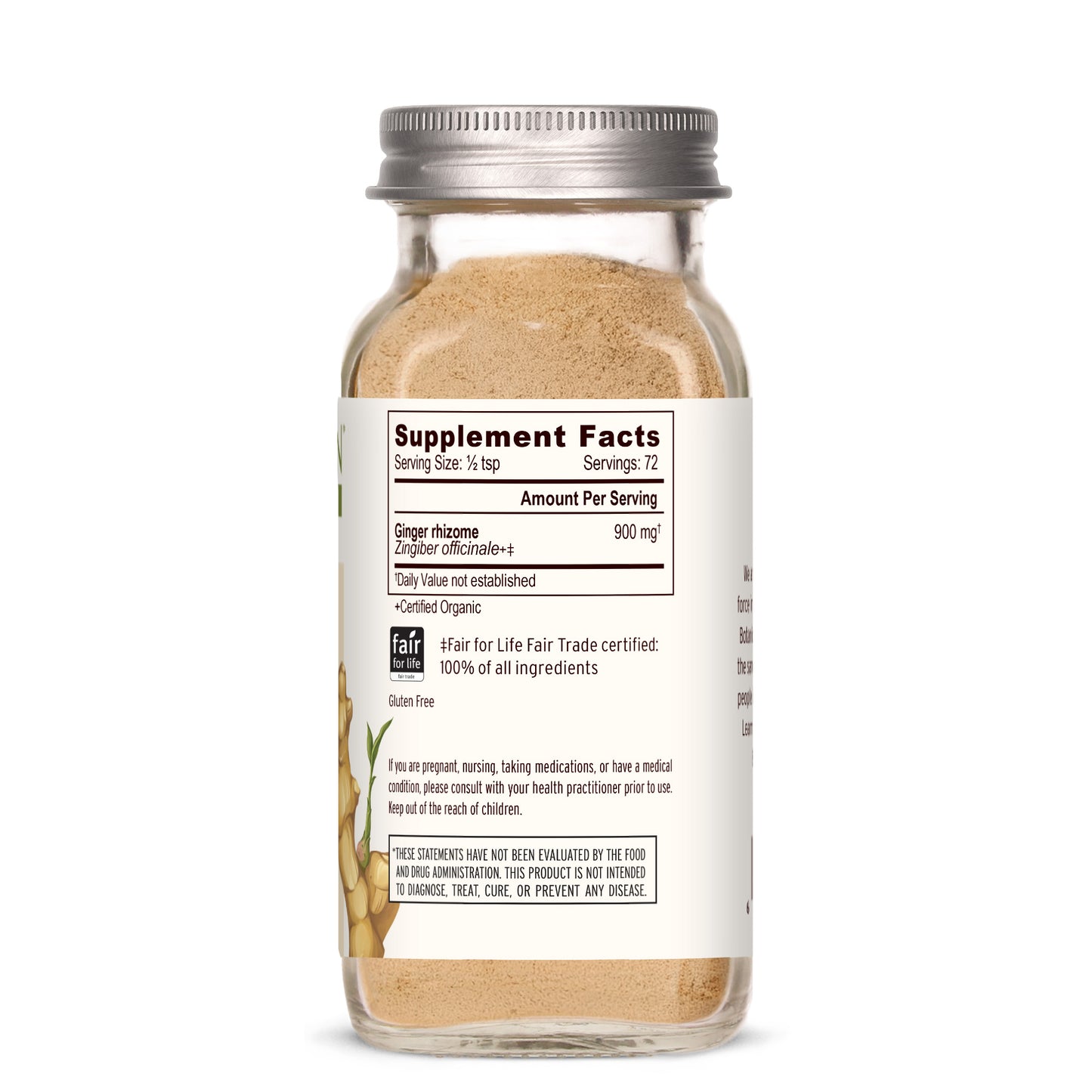 Spice Jar: side of jar showing supplement facts panel