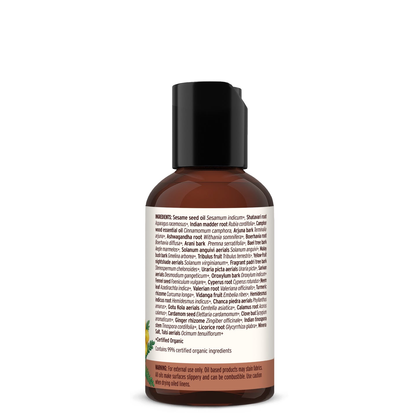Travel | 2 fl oz: Mahanarayan Oil ingredients label