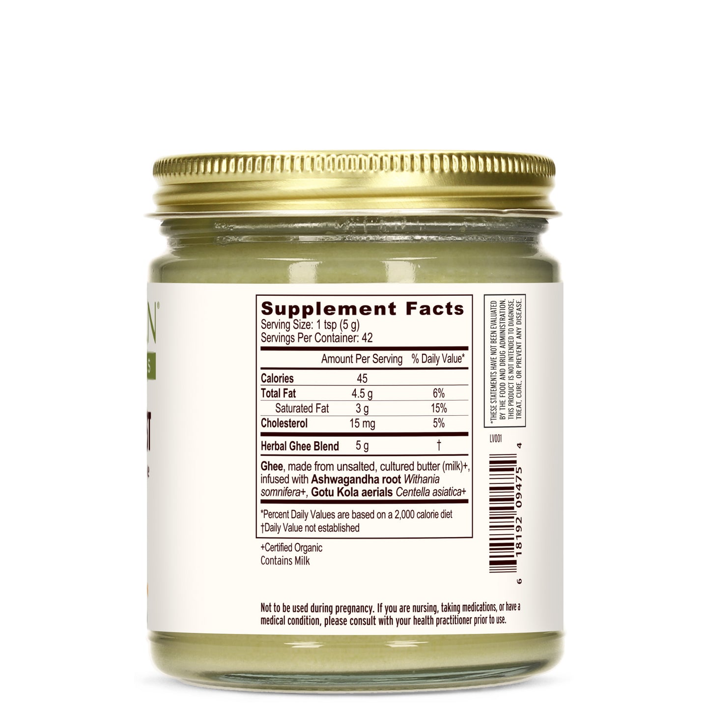 Ashwagandha Brahmi Brain Boost Herbal Ghee Supplement Facts