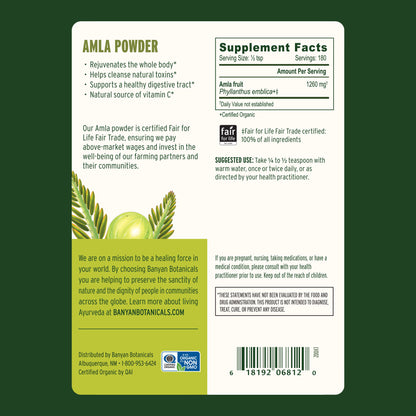 1 lb: Amla Powder Supplement Facts