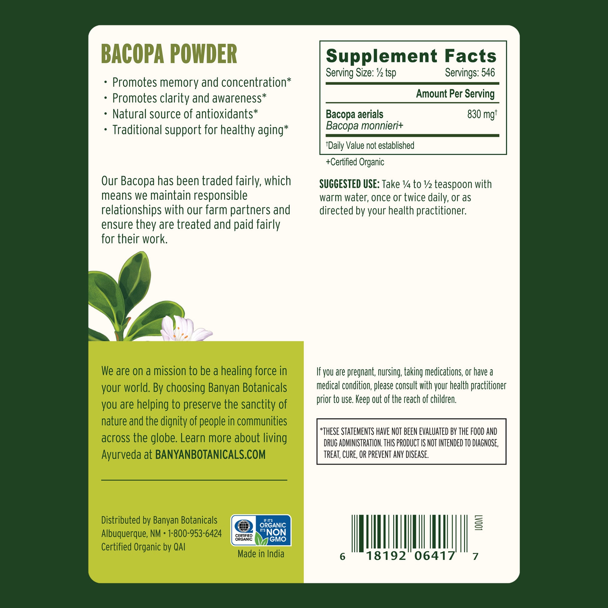 1 lb: Supplement Facts