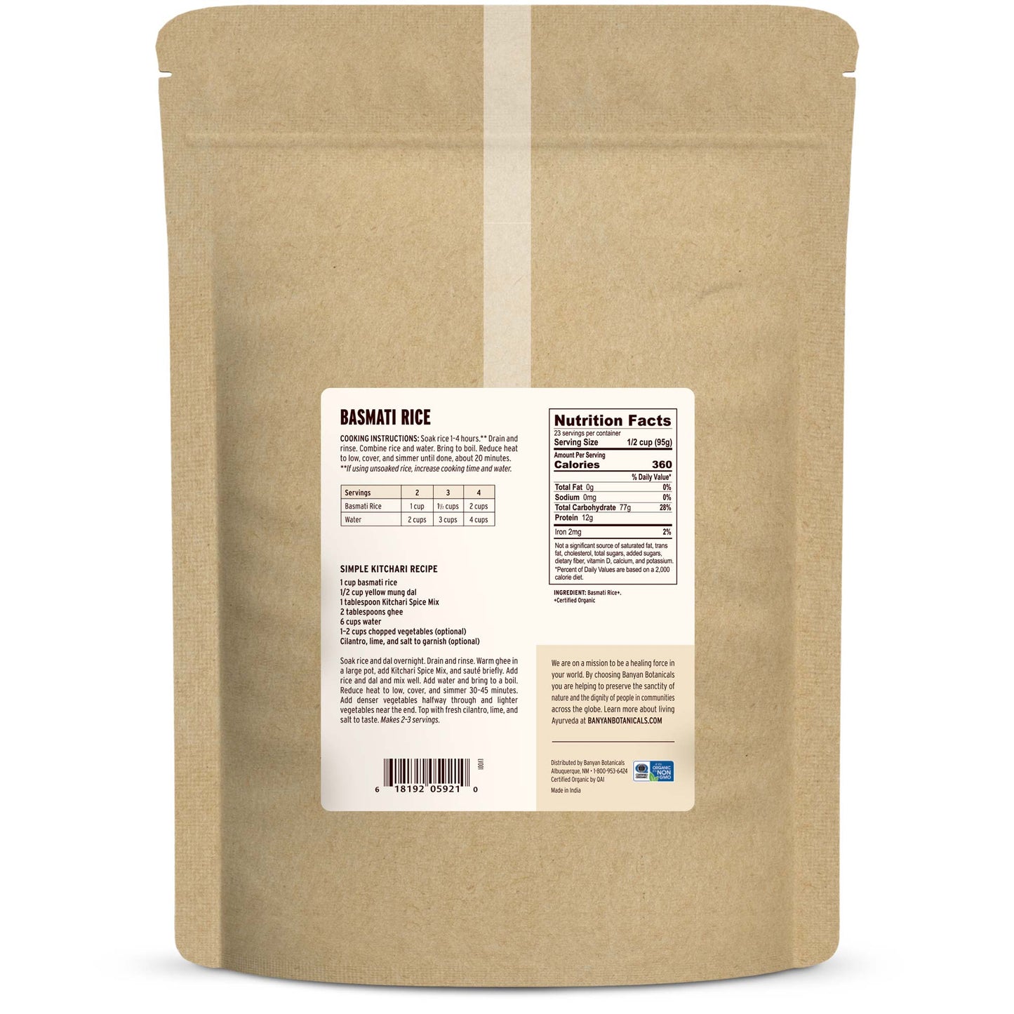 5 lb: basmati rice nutrition label