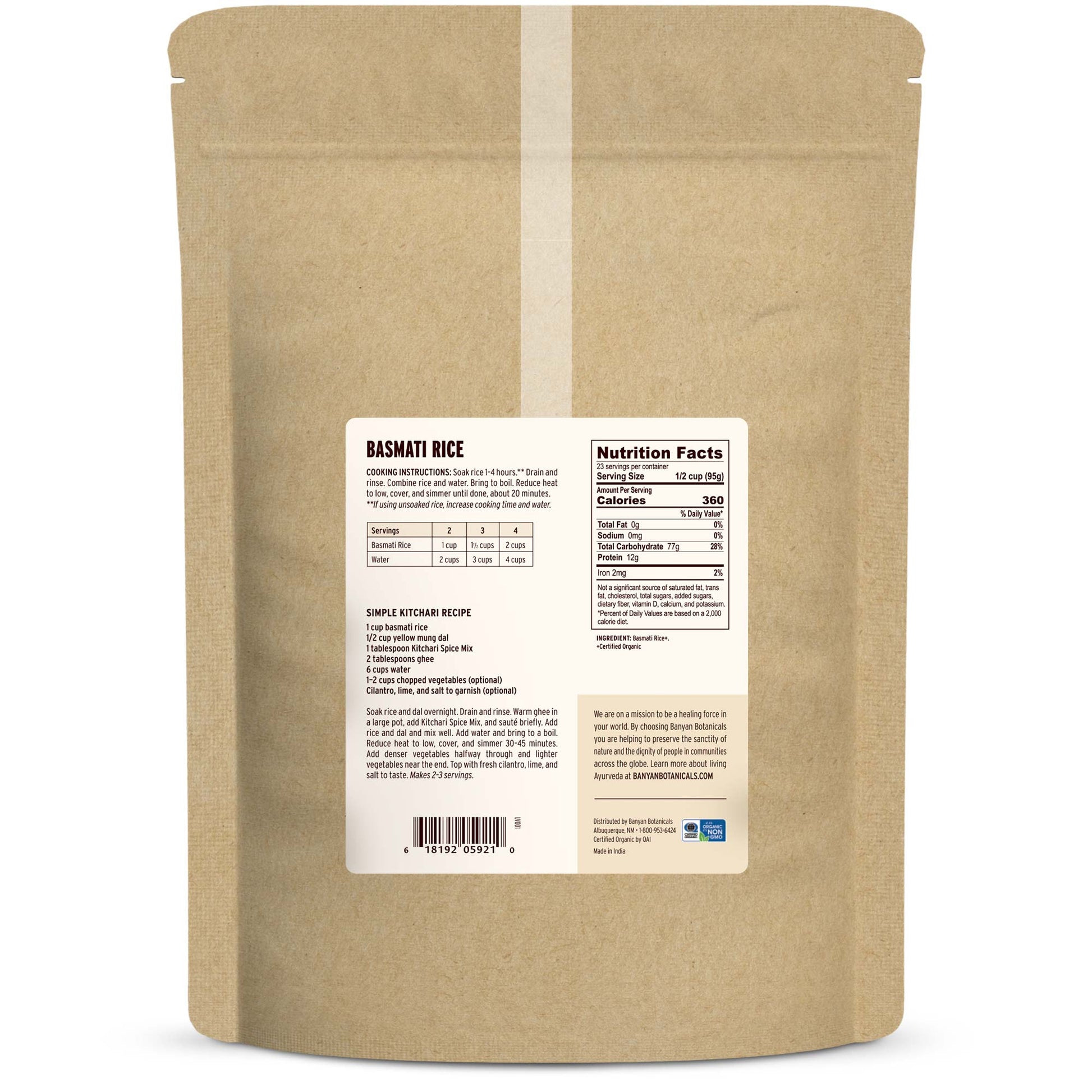 5 lb: basmati rice nutrition label