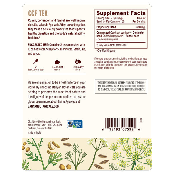 CCF Tea - digestive Tea with Cumin, Coriander and Fennel – Banyan ...