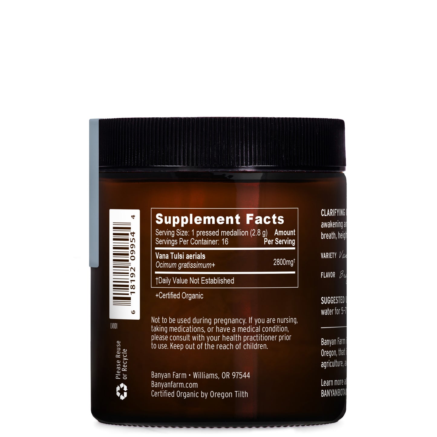 Clarified Ritual Tulsi Supplement Facts