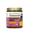 Elderberry honey jar on white background