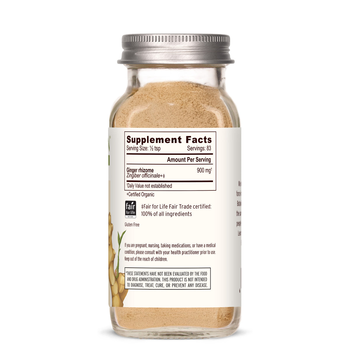 Spice Jar: side of jar showing supplement facts panel