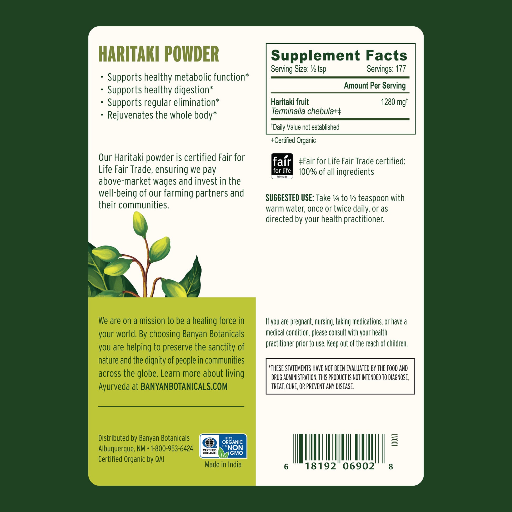 1/2 lb: Supplement Facts