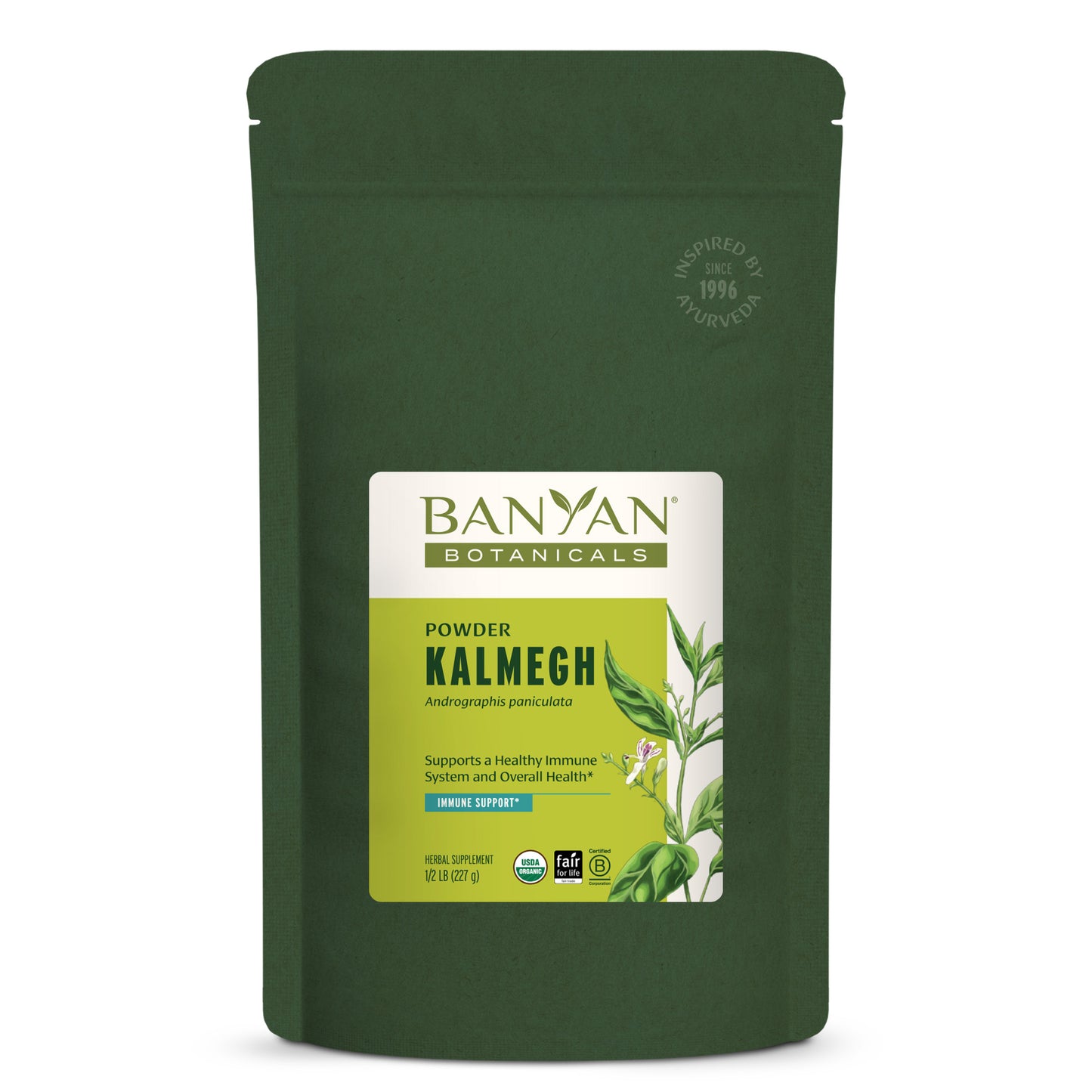 Green package of Banyan Botanicals Powder Kalmegh on a white background