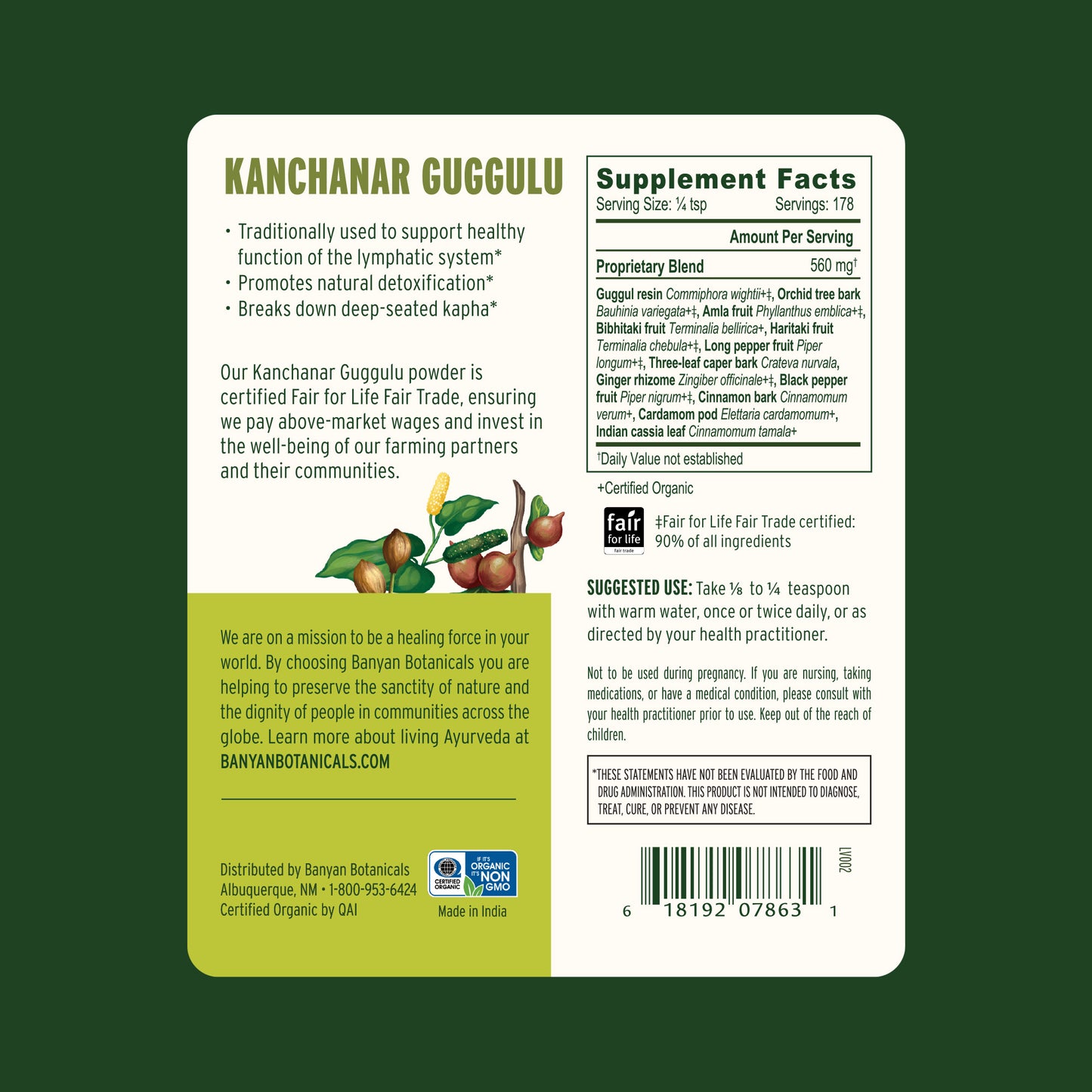 3.5 oz: Back label showing supplement facts