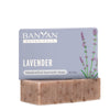 Banyan Botanicals lavender soap bar with packaging on a white background