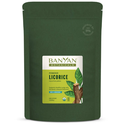 1 lb Licorice powder green pouch on white background