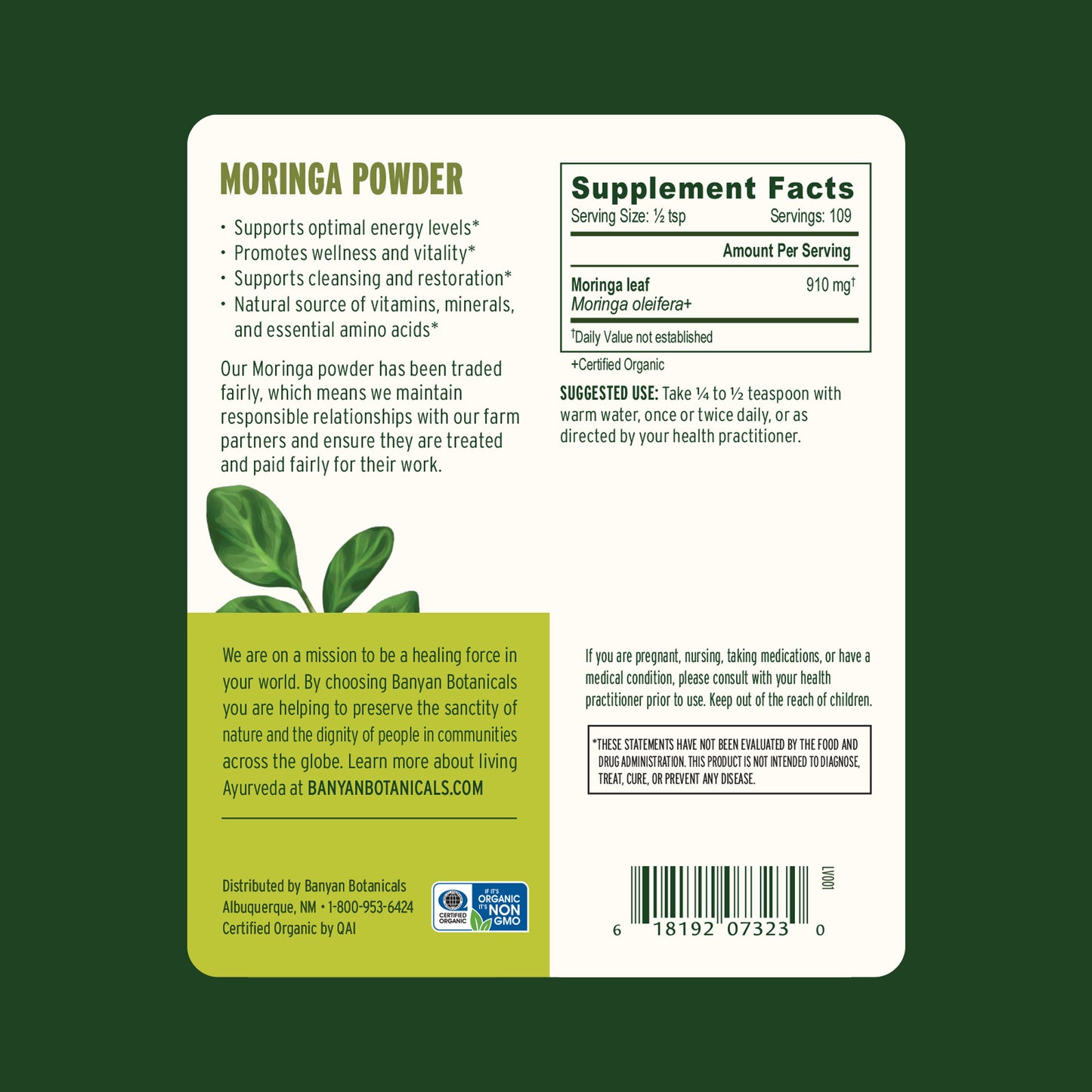 3.5 oz: Moringa Powder Supplement Factors