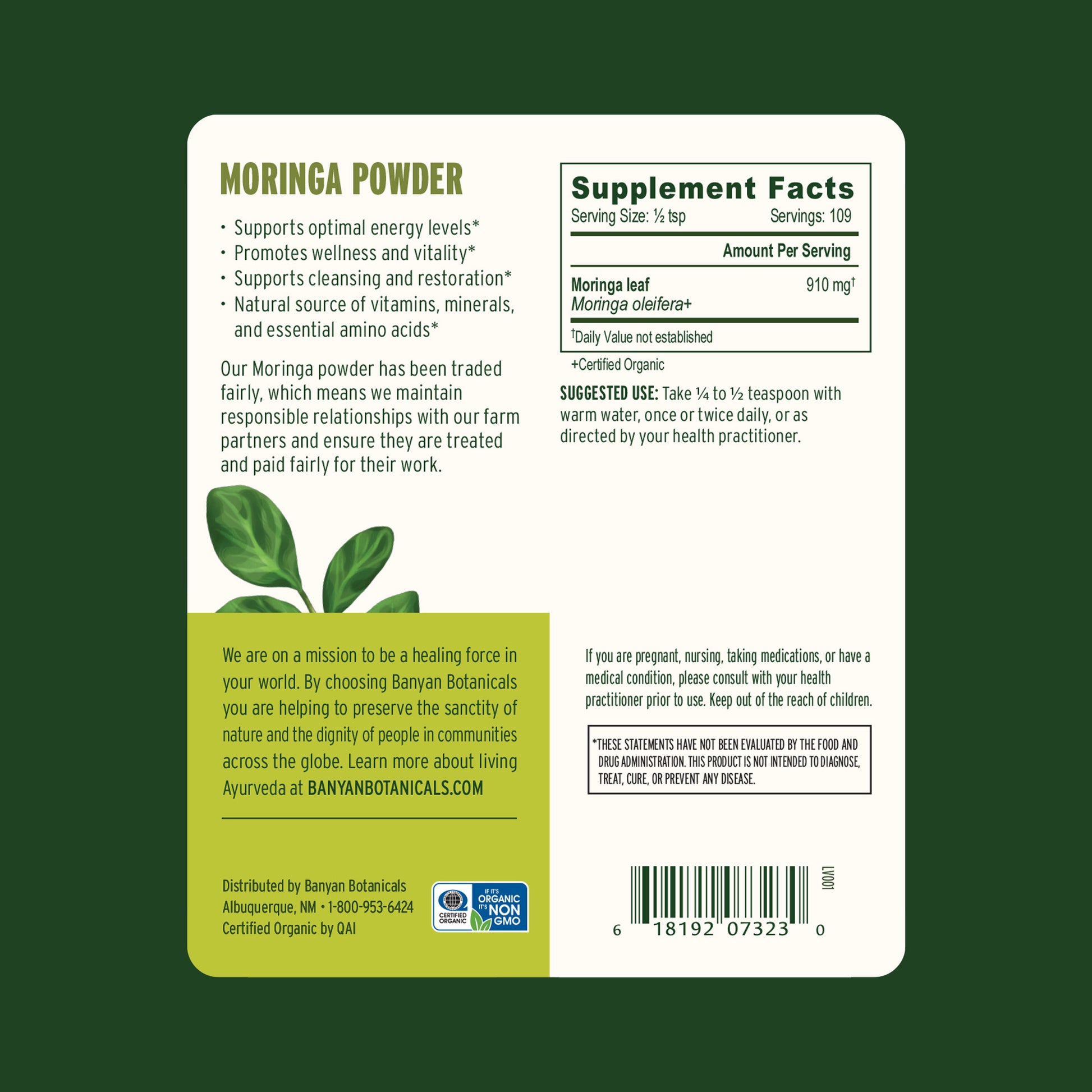 3.5 oz: Moringa Powder Supplement Factors